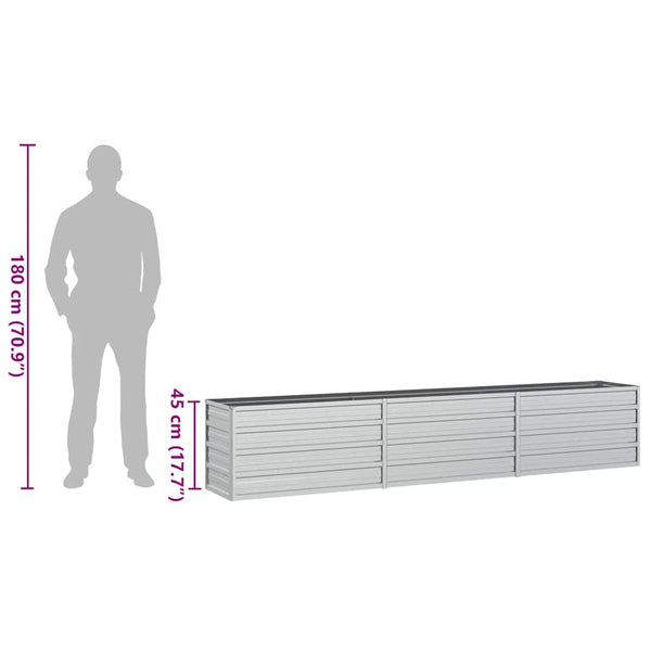 vidaXL Galvanized Steel Raised Garden Bed 240x40x45 cm Silver