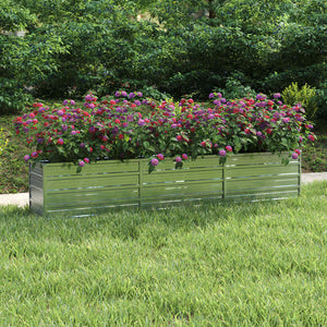 vidaXL Galvanized Steel Raised Garden Bed 240x40x45 cm Silver