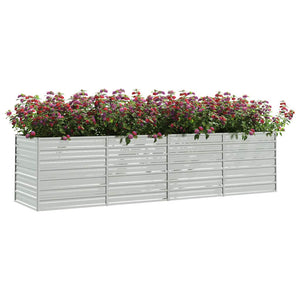 vidaXL Raised Garden Bed 320x80x77 cm Galvanized Steel Silver