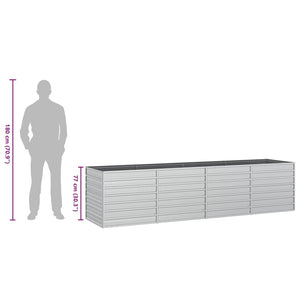 vidaXL Raised Garden Bed 320x80x77 cm Galvanized Steel Silver