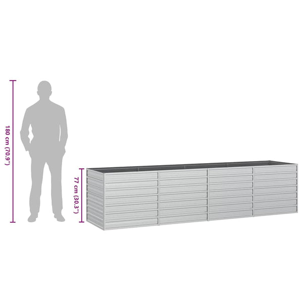 vidaXL Raised Garden Bed 320x80x77 cm Galvanized Steel Silver