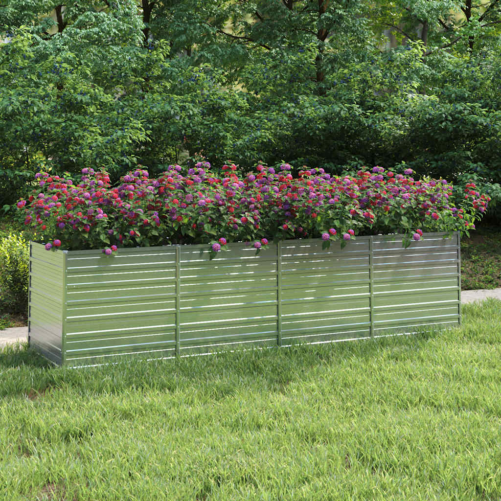 vidaXL Raised Garden Bed 320x80x77 cm Galvanized Steel Silver