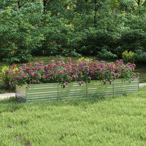 vidaXL Raised Garden Bed 320x80x45 cm Galvanized Steel Silver