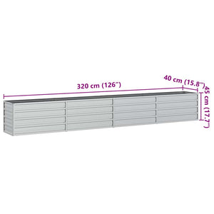 vidaXL Galvanized Steel Raised Garden Bed 320x40x45 cm Silver