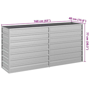 vidaXL Galvanized Steel Raised Garden Bed 160x40x77 cm Silver