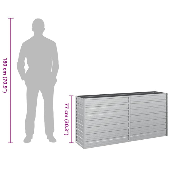 vidaXL Galvanized Steel Raised Garden Bed 160x40x77 cm Silver