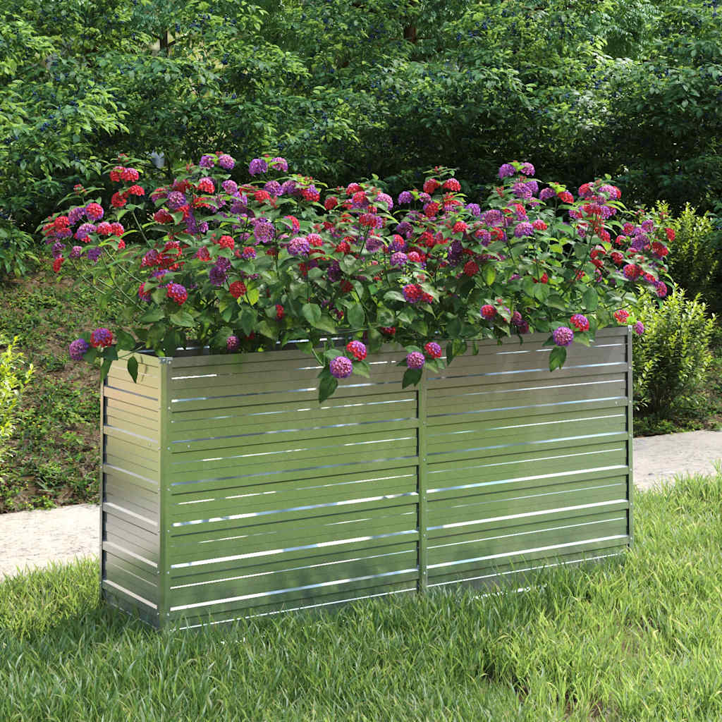vidaXL Galvanized Steel Raised Garden Bed 160x40x77 cm Silver
