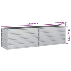 vidaXL Garden Raised Bed 160x40x45 cm Galvanized Steel Silver