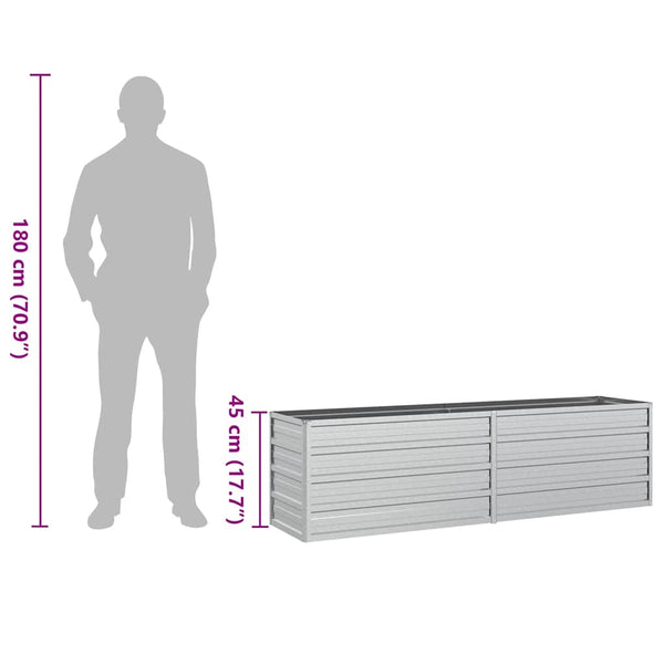 vidaXL Garden Raised Bed 160x40x45 cm Galvanized Steel Silver