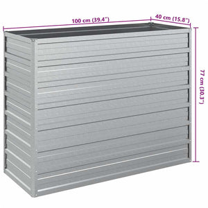 vidaXL Raised Garden Bed 100x40x77 cm Galvanized Steel Silver