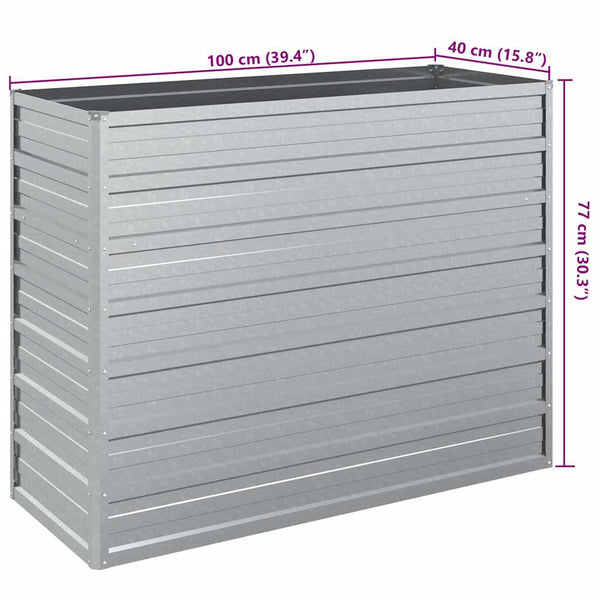 vidaXL Raised Garden Bed 100x40x77 cm Galvanized Steel Silver