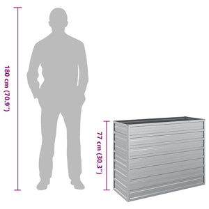 vidaXL Raised Garden Bed 100x40x77 cm Galvanized Steel Silver