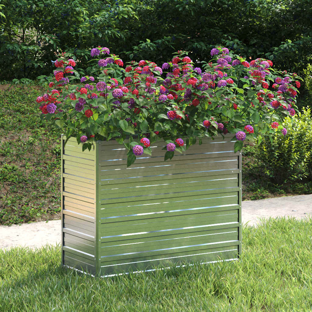 vidaXL Raised Garden Bed 100x40x77 cm Galvanized Steel Silver