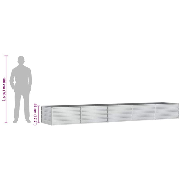 vidaXL Garden Raised Bed 400x80x45 cm Galvanized Steel Silver