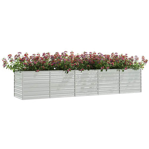 vidaXL Raised Garden Bed 400x80x77 cm Galvanized Steel Silver