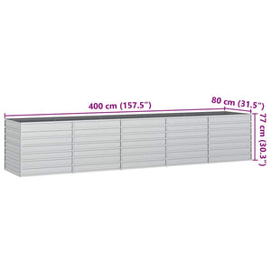 vidaXL Raised Garden Bed 400x80x77 cm Galvanized Steel Silver