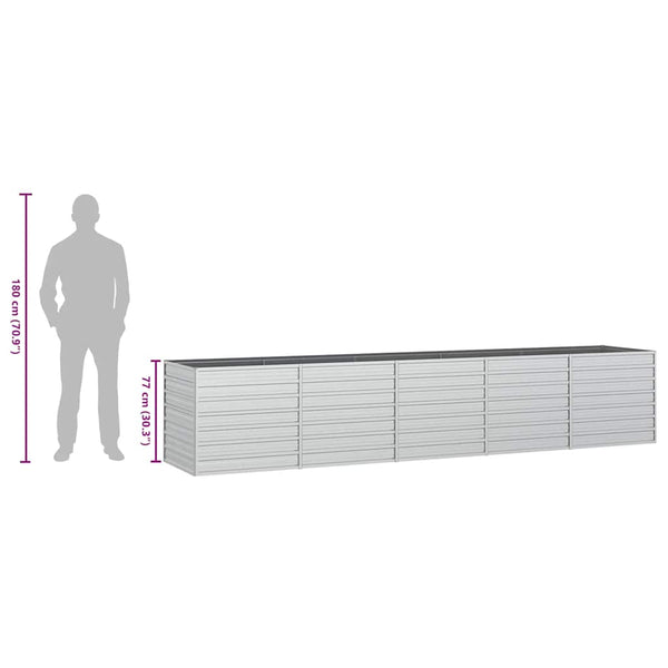 vidaXL Raised Garden Bed 400x80x77 cm Galvanized Steel Silver