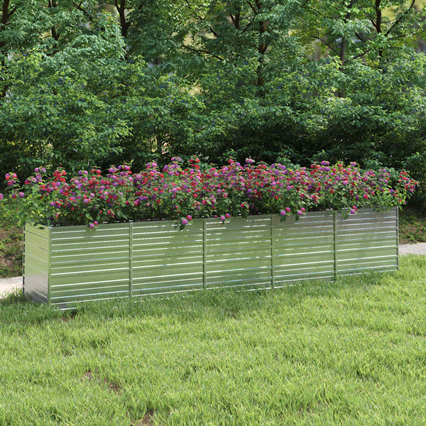 vidaXL Raised Garden Bed 400x80x77 cm Galvanized Steel Silver