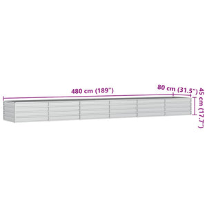 vidaXL Galvanized Steel Raised Garden Bed 480x80x45 cm Silver