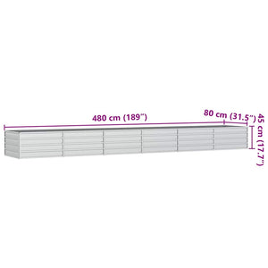 vidaXL Raised Garden Bed 480x80x77 cm Galvanized Steel Silver