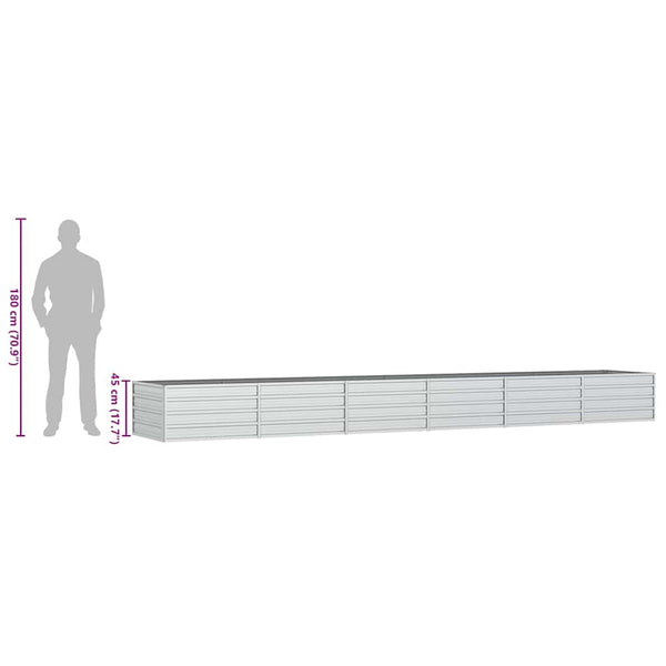 vidaXL Raised Garden Bed 480x80x77 cm Galvanized Steel Silver