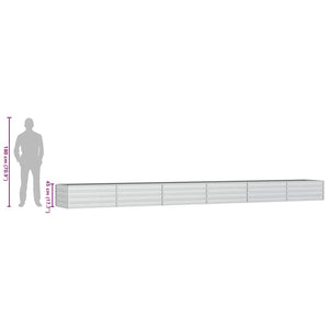 vidaXL Garden Raised Bed 600x80x45 cm Galvanized Steel Silver