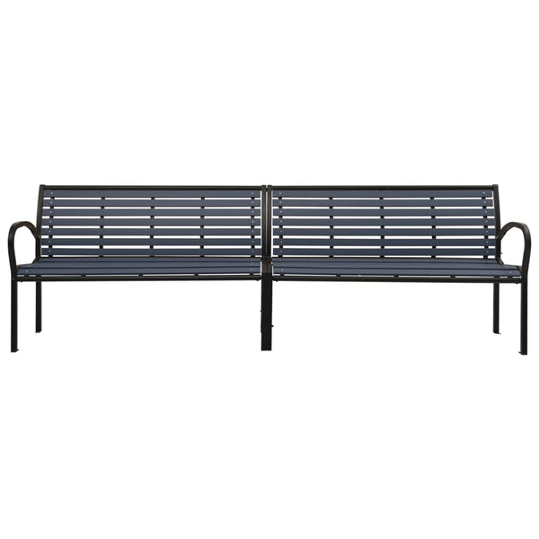 vidaXL Double Garden Bench 251 cm Steel and WPC Black