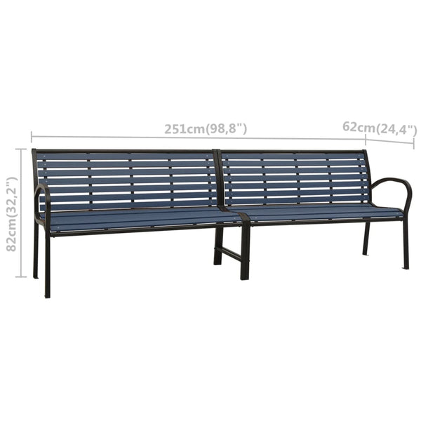 vidaXL Double Garden Bench 251 cm Steel and WPC Black