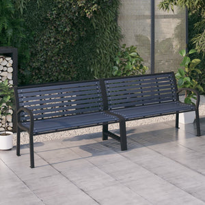 vidaXL Double Garden Bench 251 cm Steel and WPC Black