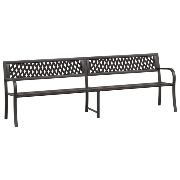 vidaXL Double Garden Bench 246 cm Black Steel