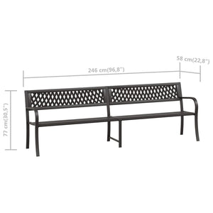 vidaXL Double Garden Bench 246 cm Black Steel
