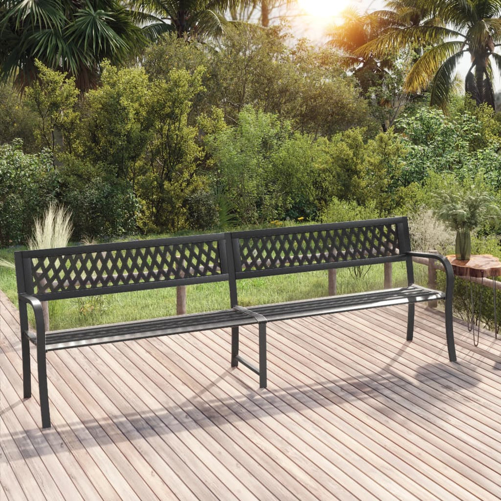 vidaXL Double Garden Bench 246 cm Black Steel