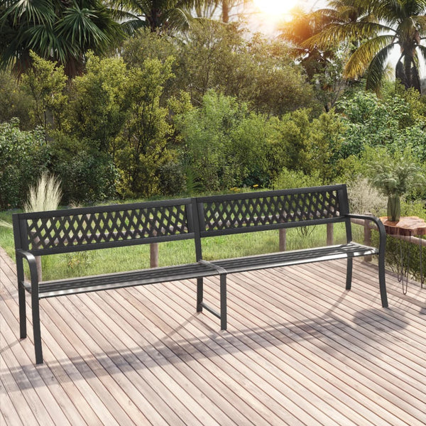 vidaXL Double Garden Bench 246 cm Black Steel