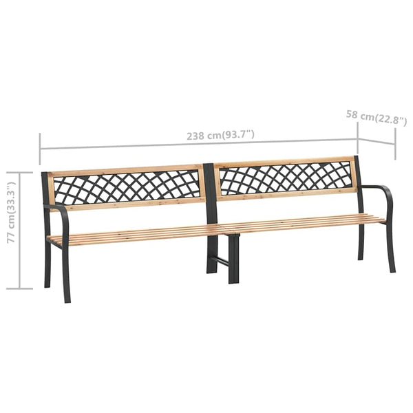 vidaXL Double Garden Bench 238 cm Chinese Fir Wood