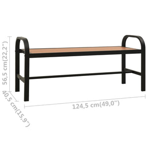 Gartenbank 124,5 cm Stahl und WPC Braun und Schwarz