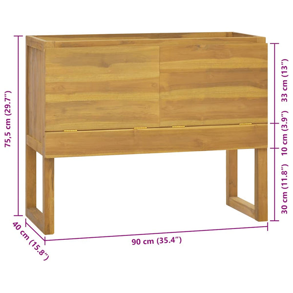 vidaXL Bathroom Cabinet 90x40x75.5 cm Solid Teak Wood