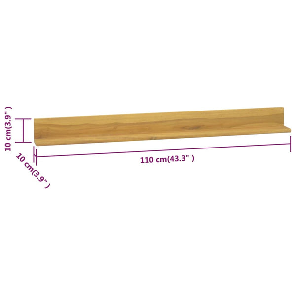 vidaXL Wall Shelves 2 pcs. 110x10x10 cm Solid Teak Wood