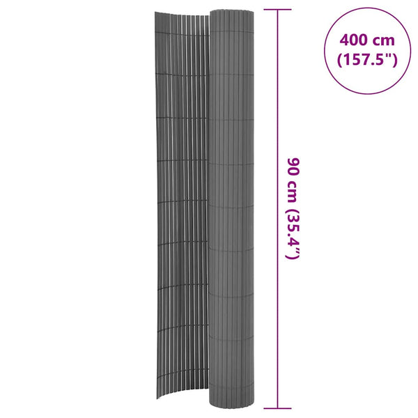 Gartenzaun Doppelseitig 90x400 cm Grau