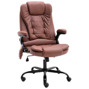 vidaXL Office Chair with Massage Function Light Brown Suede Look