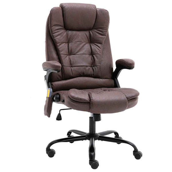 vidaXL Office Chair with Massage Function Dark Brown Suede Look