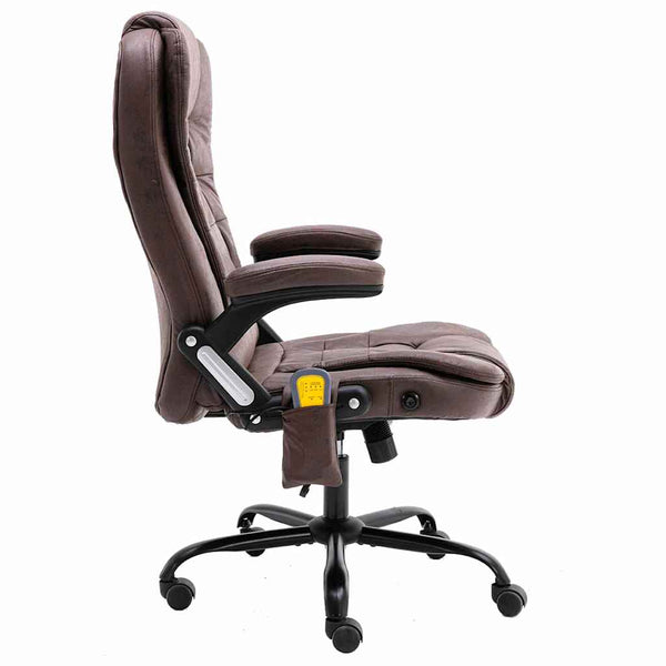 vidaXL Office Chair with Massage Function Dark Brown Suede Look