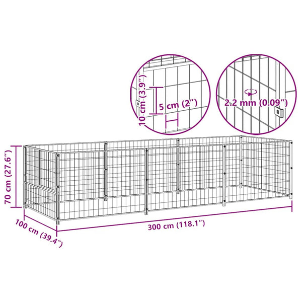vidaXL Dog Kennel Black 3 m² Steel