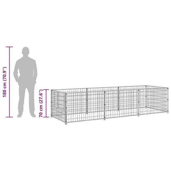 vidaXL Dog Kennel Black 3 m² Steel