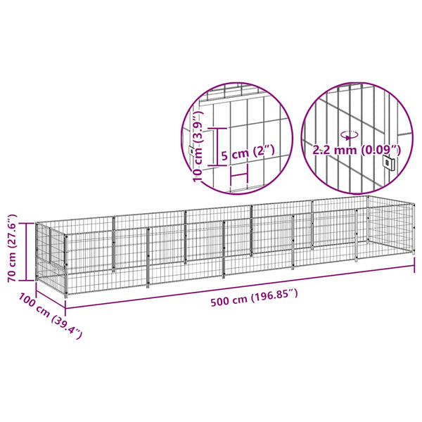 vidaXL Dog Kennel Black 5 m² Steel