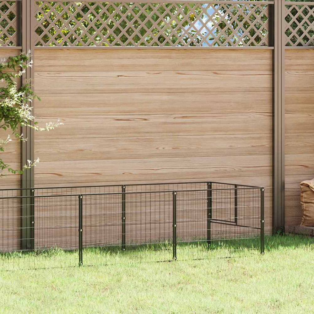 vidaXL Dog Kennel Black 9 m² Steel