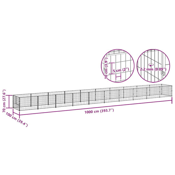 vidaXL Dog Kennel Black 10 m² Steel