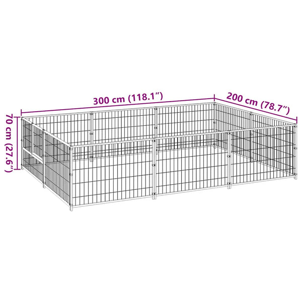 Hundezwinger Schwarz 6 m² Stahl