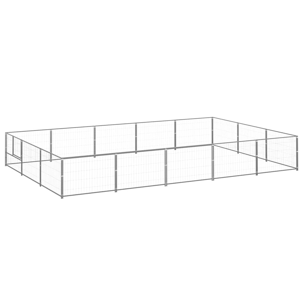 vidaXL Dog Kennel Silver 15 m² Steel