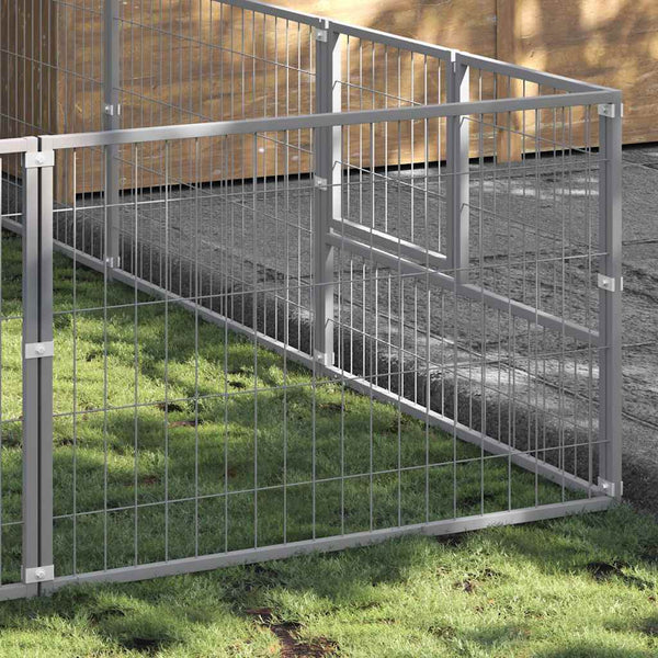 vidaXL Dog Kennel Silver 30 m² Steel