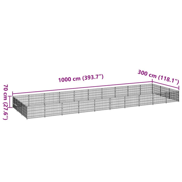 vidaXL Dog Kennel Silver 30 m² Steel